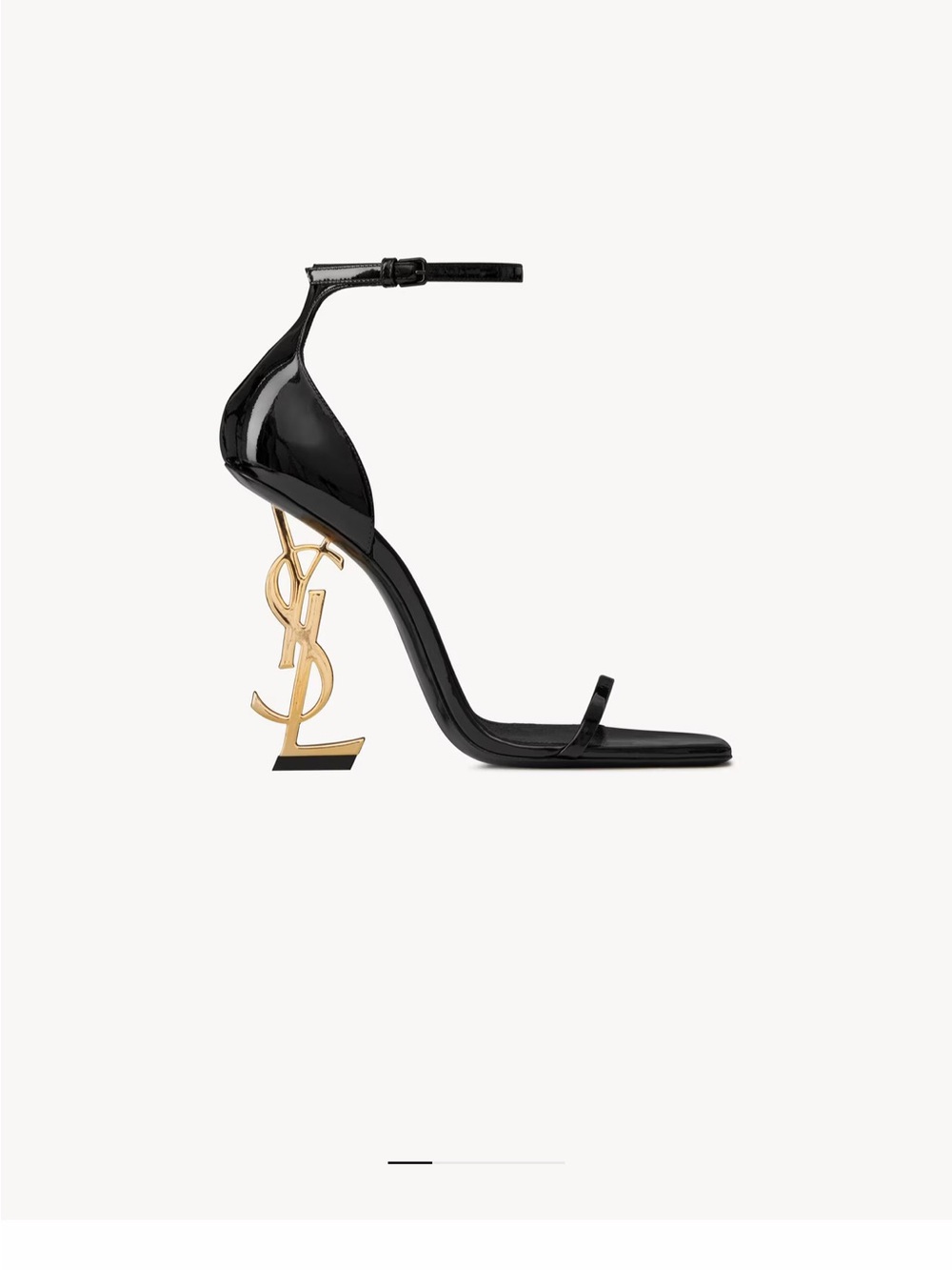 Saint Laurent Black Patent Opyum Logo-Heel Ankle Strap Sandal